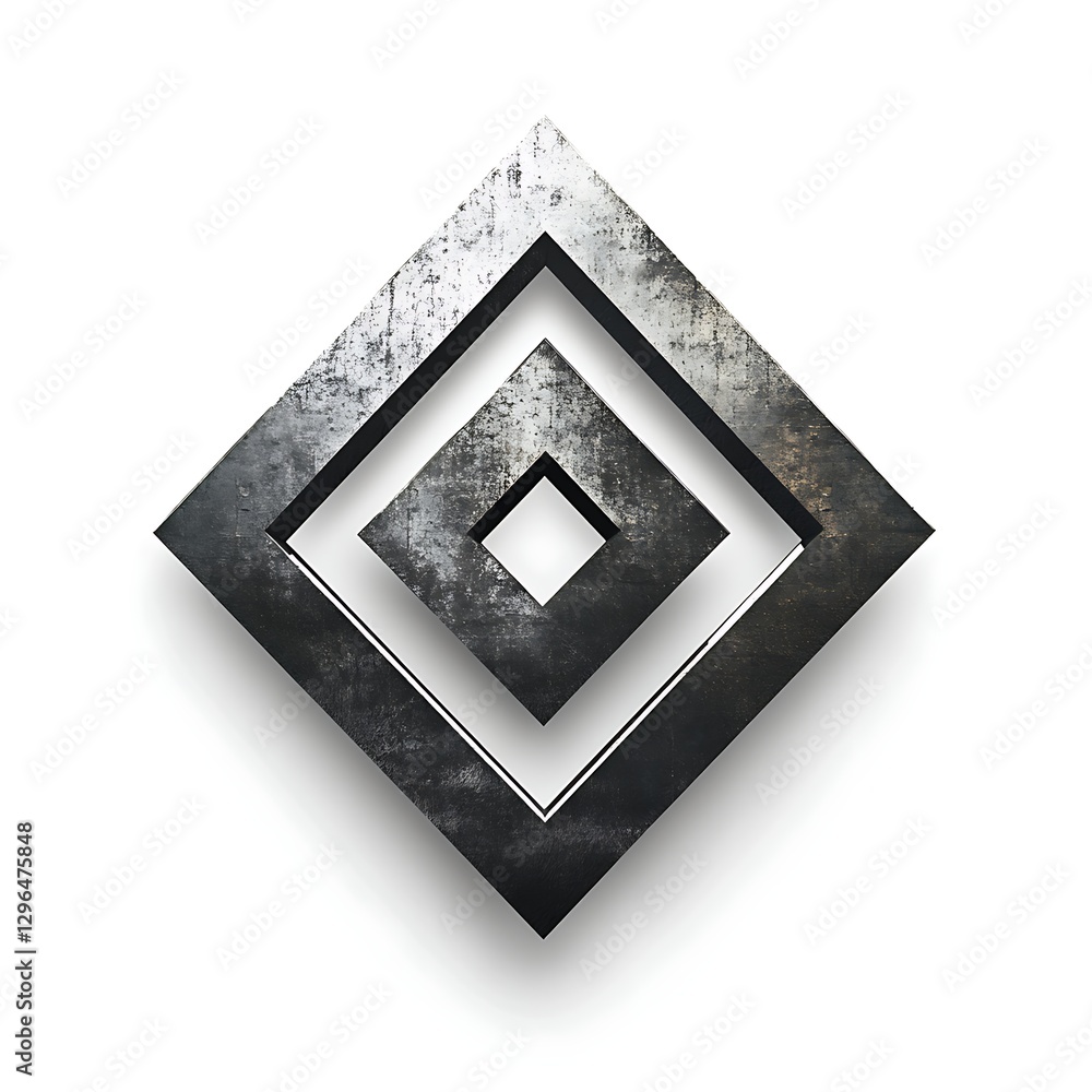Poster geometric metal: the image features a geometric metal shape on a solid surface, casting shadows. the