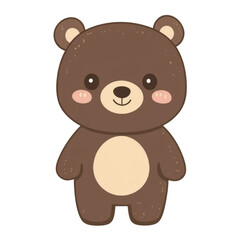 Cute Brown Bear Cartoon Illustration, Transparent Background