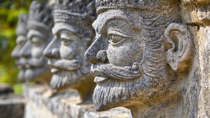 Obraz premium Ancient Stone Carvings of Deities at Archaeological Site