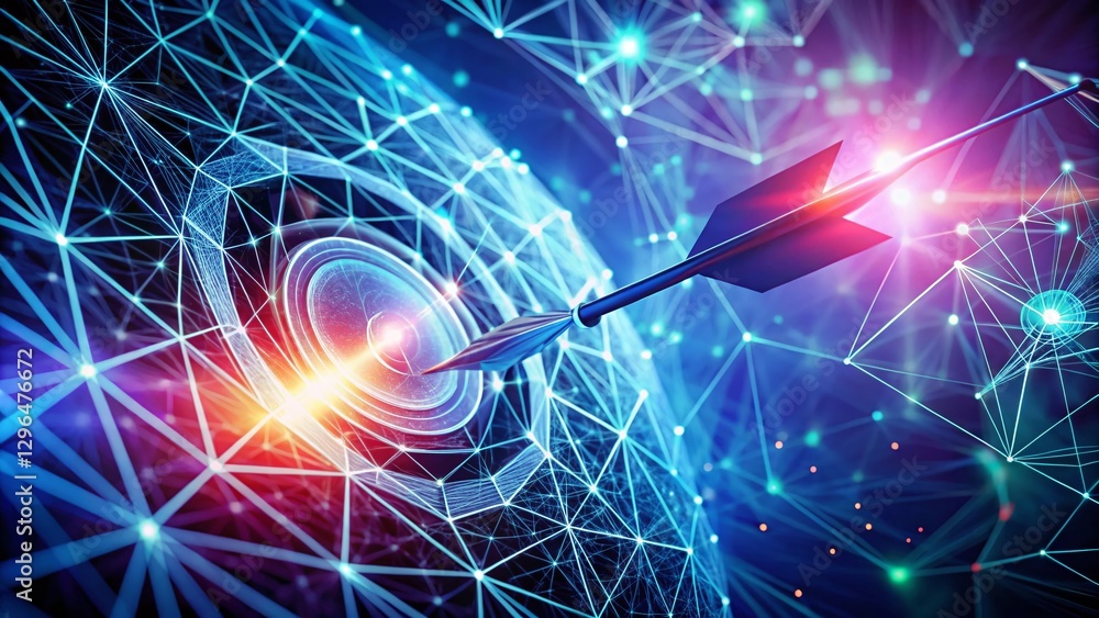Poster futuristic arrow targeting plexus network goal: abstract documentary stock photo