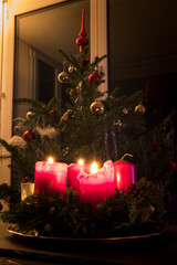 Festive Christmas Lights and Decorations with Candle Glow