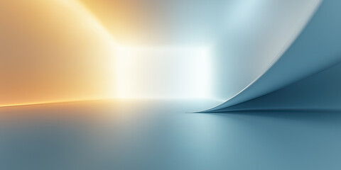Futuristic abstract motion blur with blue color, glow warm light ray in perspective view. Soft smooth shape line, fade of color gradient. Empty space suit for modern future technology background.