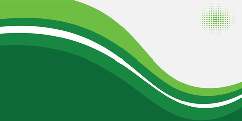 Abstract White and green wave wide banner background