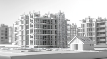 Fototapeta premium Cityscape building construction progress