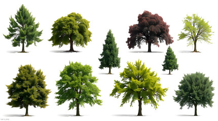 Fototapeta premium a diverse collection of trees showcasing variations in foliage, sizes, and species. This image conveys the beauty and diversity of nature.