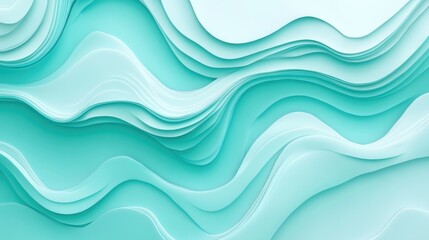 Abstract turquoise wave pattern with layered curves in minimalist design