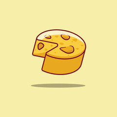 Round Cheese Vector Cartoon Illustration