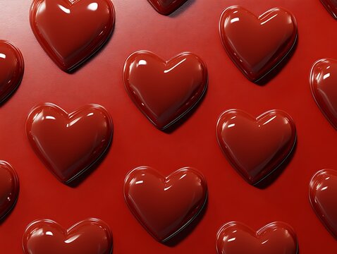 Red hearts pattern, vibrant background
