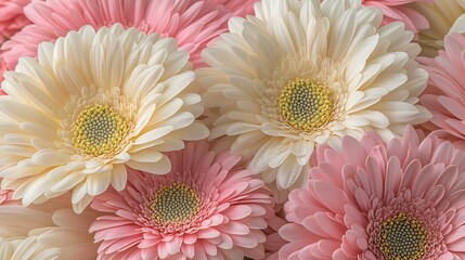 Pink and cream gerbera daisies close-up