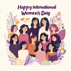 A vibrant and empowering poster celebrating International Women's Day on March 8