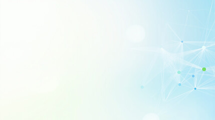 Blue and white gradient background with light blue and green abstract shapes symbolizing technology. The background can be used for promotional materials or social media posts.