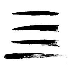 Black Brush strokes isolated on white background. Dry Brush Strokes and Scratches Retro Grunge Background. Vector brush stroke texture. Black ink, paint splatter.