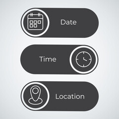 Date time location icon clock calendar location icon web icon set vector modern illustration