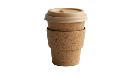 Reusable coffee cup made of eco-friendly materials on transparent background