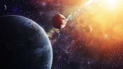 Obraz premium Enigmatic Abstract Planets Set Against a Cosmic Space Background