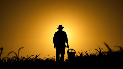 silhouette of a farmer