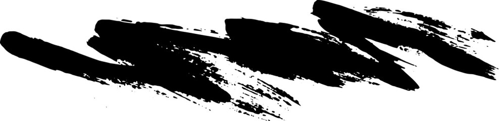 Black Brush strokes isolated on white background. Dry Brush Strokes and Scratches Retro Grunge Background. Vector brush stroke texture. Black ink, paint splatter.