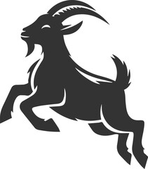 Goat doing a little hop with all four hooves in the air animal silhouette vector