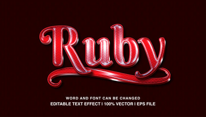 Text effect ruby blue glossy