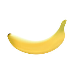 Realistic Yellow Banana with Soft Shadows and Smooth Gradient Effect