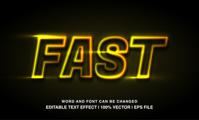text effect fast neon yellow typeface
