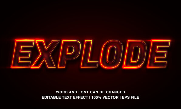 text effect explode neon red typeface