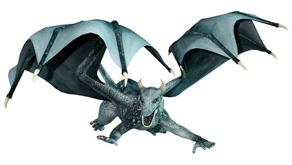 3D Rendering Fairy Tale Dragon on White