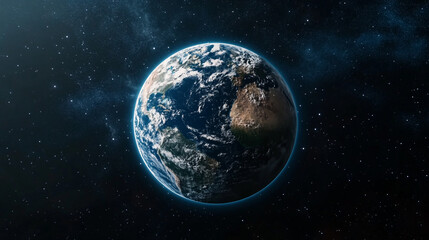 Naklejka premium Stunning detailed view of planet earth from space showing continents and oceans sky blue world globe