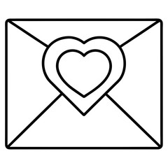Envelope with a heart seal Line art