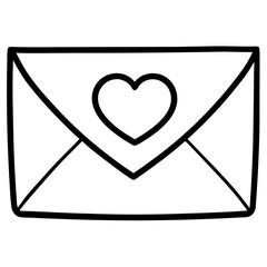 Envelope with a heart seal Line art
