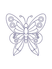 Fototapeta premium Detailed Butterfly with Symmetrical Wings – Adult Coloring Page on White Background