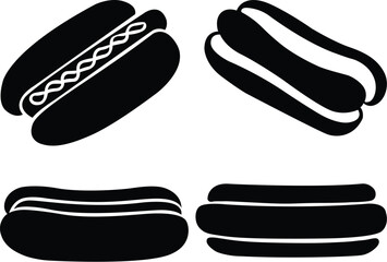 black and white food icons set