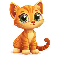 Cute Orange Striped Cat Illustration, Transparent Background