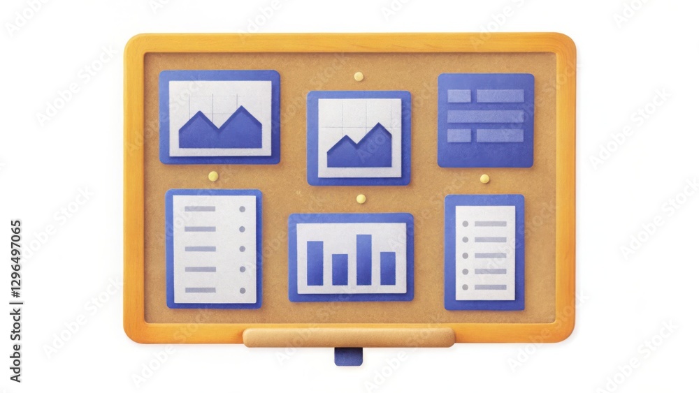 Poster stock picks with sectors watercolor concept. visual representation of data charts and documents on a