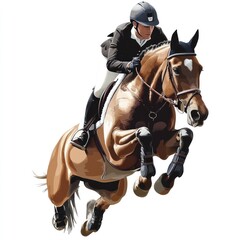 Obraz premium Equestrian Jumping Over Obstacle