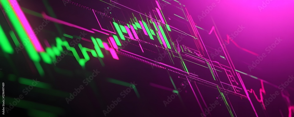 Aufkleber abstract financial chart with green and pink color coding