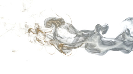 Fototapeta premium Classic white smoke with golden accents isolated on transparent white background