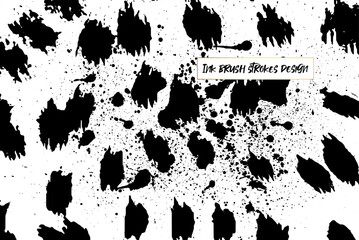 Ink brush strokes background. Grunge Brush strokes Background. Grunge texture Background. Abstract Black and white grunge texture. Vector brush stroke texture. Black ink, paint splatter.