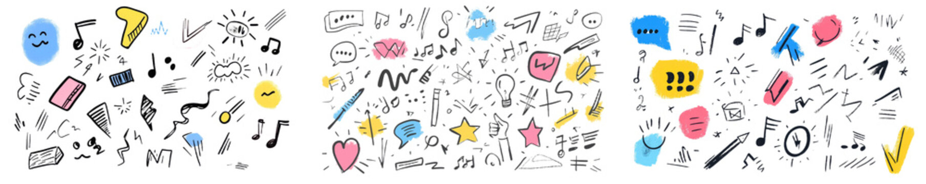 Anime manga comic emoticon element graphic effects hand drawn doodle modern illustration set isolated on white background. Line art style manga doodle line expression scribble anime mark collection