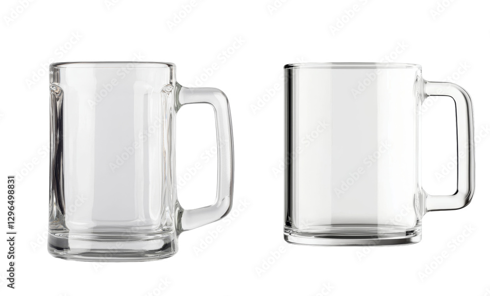 Poster on a white background, an isolated empty beer mug with a clipping path
