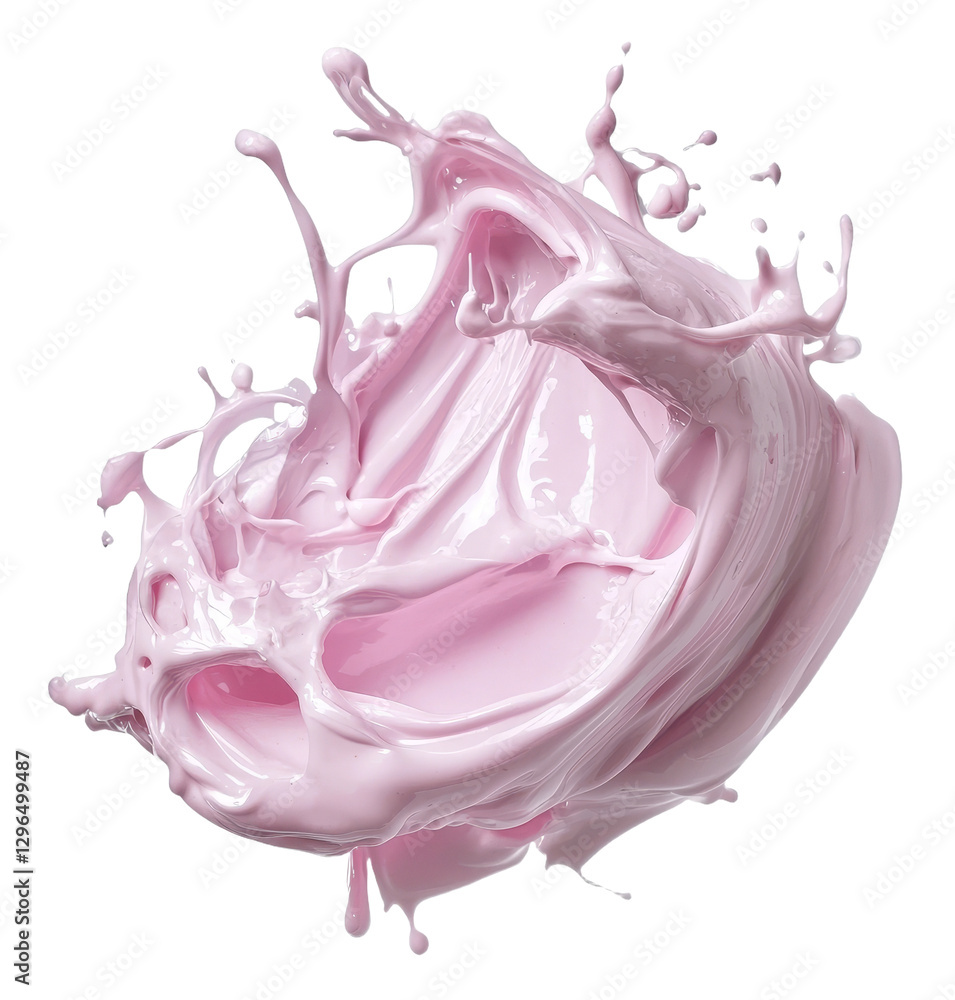 Poster detailed image of a magenta paint splash centered against a white background, with copy space for ad