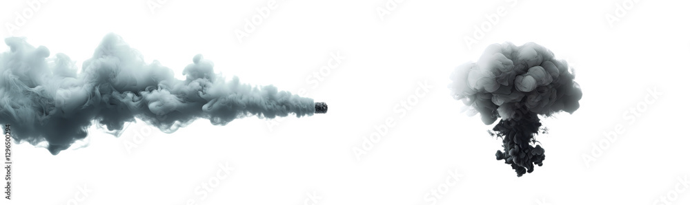 Poster a fluffy-shaped darkness cloud in a 3d special effect rendering with a transparent background, png f