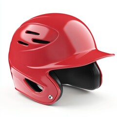 Fototapeta premium Isolated 3D Red Baseball Helmet Designed for Sports Use