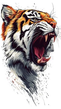Roaring Tiger Head, Wild Animal Art