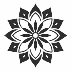 create a mandala silhouette vector icon design with a white background