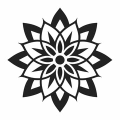 create a mandala silhouette vector icon design with a white background