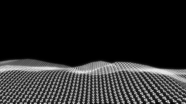 Abstract white Binary code and digital waves, data processing computer science digital art concepts vibrant cybersecurity beautifully rendered visual impact matrix Big data, Motion Black background - Powered by Adobe
