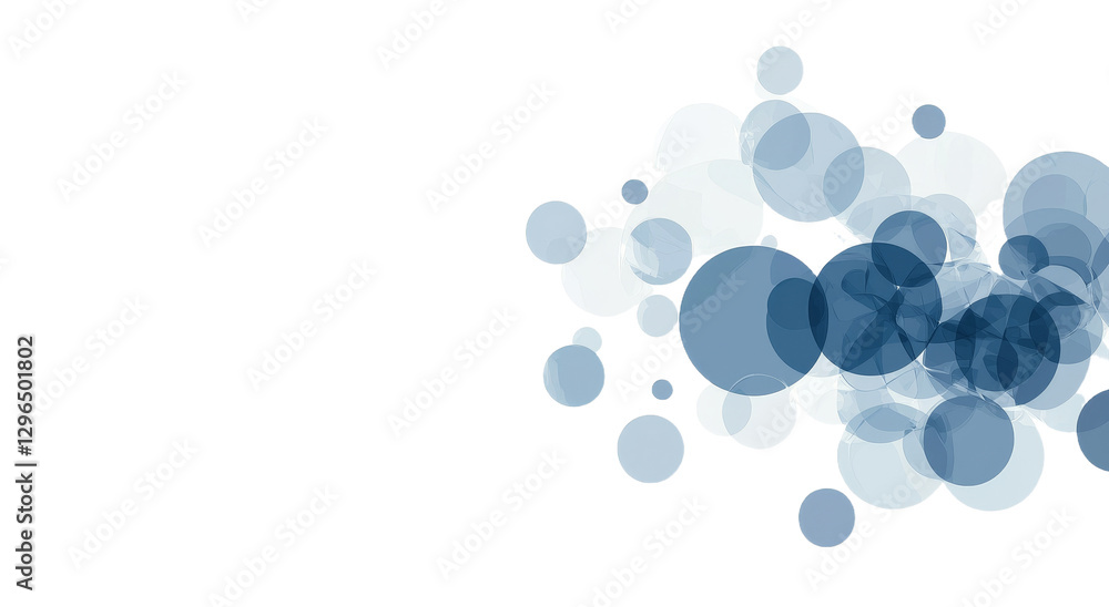 Poster Glowing blue bokeh lights with shimmering particles on a transparent background. PNG