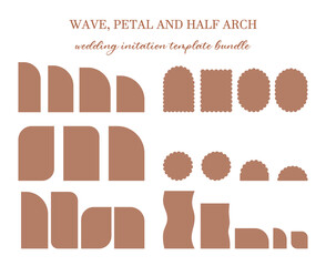 Arch, wave, petal, half arch shape set template. Wedding invitations, laser cut invitation, menu, place card.