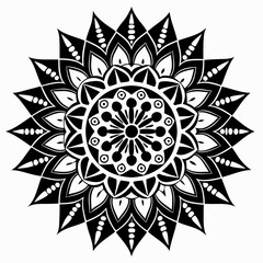create a mandala silhouette vector icon design with a white background